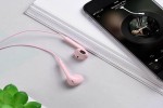 Наушники вакуумные проводные HOCO M55 Memory sound wire control (розовый)