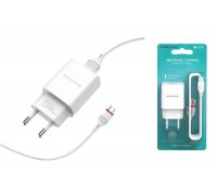 Сетевое зарядное устройство USB + кабель MicroUSB BOROFONE BA20A Sharp 2100mAh (белый)