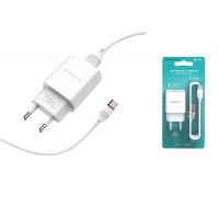 Сетевое зарядное устройство USB + кабель Type-C BOROFONE BA20A Sharp 2100 mAh (белый)