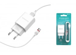 Сетевое зарядное устройство USB + кабель Type-C BOROFONE BA20A Sharp 2100 mAh (белый)