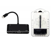 Конвертер переходник Type-C (папа) - HDMI 4K (мама) + USB3.0 (мама) + VGA (мама)