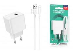 Сетевое зарядное устройство USB + кабель Lightning BOROFONE BAS11A Erudite  (белый)