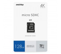 Карта памяти microSDXC Smartbuy 128 GB U3 V30 A1 Advanced R/W up to 90/55 с адапт (SB128GBSDU1A-AD)