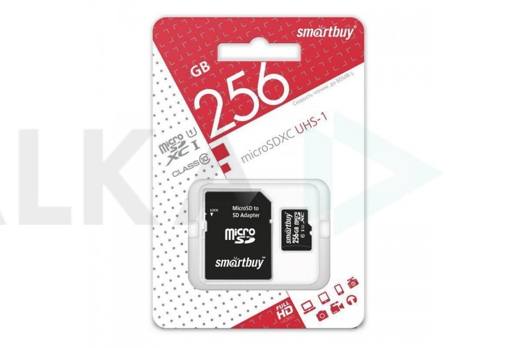 Карта памяти microSDXC Smartbuy 256 GB PERFOMANCE Class 10 UHS-1 (с адаптером SD) (SB256GBSDCL10-01)