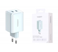 Сетевое зарядное устройство USB THREEKEY TK-111 (EU) Intelligent Shunt 35w Dual TYPE-C Port Gallium Nitride Charger (голубой) (LUX от XO)