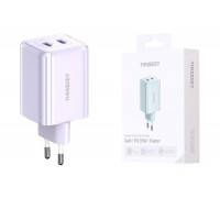 Сетевое зарядное устройство USB THREEKEY TK-111 (EU) Intelligent Shunt 35w Dual TYPE-C Port Gallium Nitride Charger (фиолетовый) (LUX от XO)