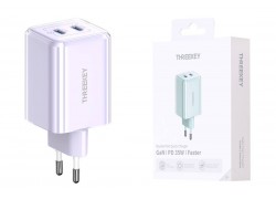 Сетевое зарядное устройство USB THREEKEY TK-111 (EU) Intelligent Shunt 35w Dual TYPE-C Port Gallium Nitride Charger (фиолетовый) (LUX от XO)