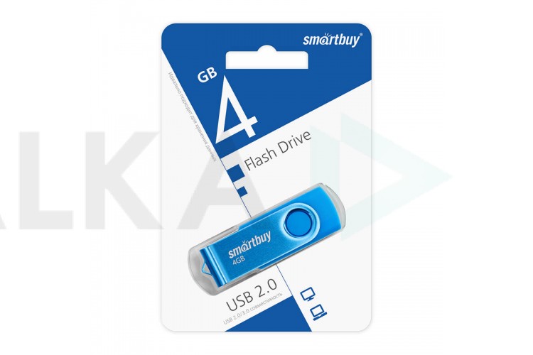 Флешка USB 2.0 SmartBuy 4 GB Twist Blue (SB004GB2TWB)