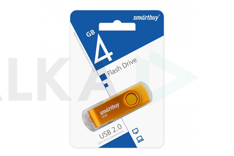 Флешка USB 2.0 SmartBuy 4GB UFD Twist Yellow (SB004GB2TWY)