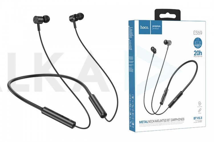 Наушники вакуумные беспроводные HOCO ES69 Platinum sports BT earphones headset Bluetooth (черный)