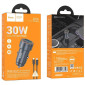 Автомобильное зарядное устройство АЗУ USB + Type-C + кабель Lightning HOCOZ57A Glorious PD30W+QC3.0 (серый)