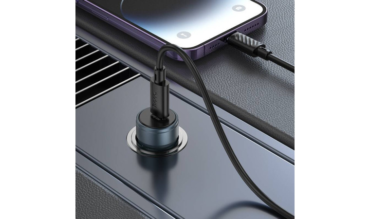 Автомобильное зарядное устройство АЗУ USB-C + кабель Lightning HOCO Z57 PD30W (серый) Автомобильное зарядное устройство АЗУ USB-C + кабель Lightning HOCO Z57 PD30W (серый)