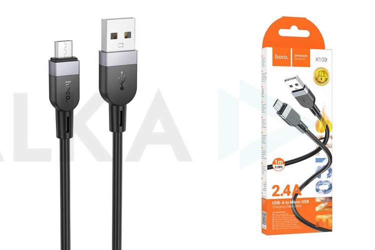 Кабель USB - MicroUSB HOCO X109 (черный) 1м силиконовый
