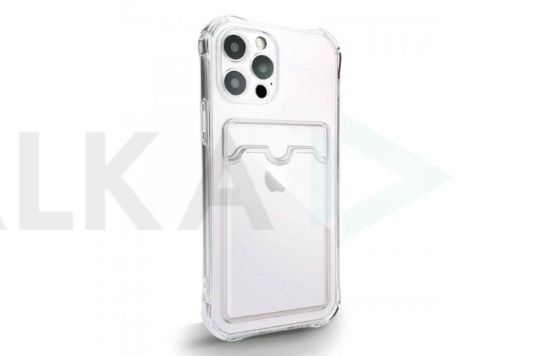 Чехол силиконовый для iPhone 14 Pro (6,1) с отделением под карту тонкий (прозрачный)
