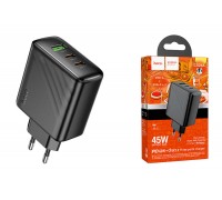 Сетевое зарядное устройство USB + USB-C HOCO CS26A PD45W (черный)