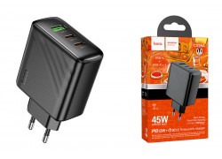 Сетевое зарядное устройство USB + USB-C HOCO CS26A PD45W (черный)