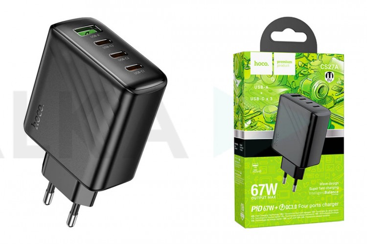 Сетевое зарядное устройство USB + USB-C HOCO CS26A PD45W (черный)