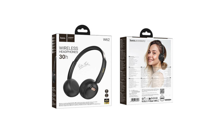 Наушники мониторные беспроводные HOCO W62 wireless headphones Bluetooth (черный) Наушники мониторные беспроводные HOCO W62 wireless headphones Bluetooth (черный)