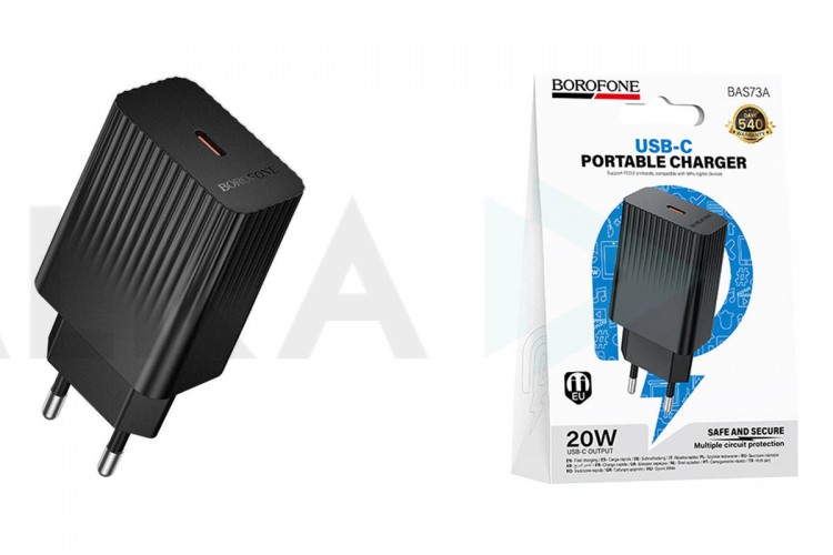 Сетевое зарядное устройство USB-C BOROFONE BAS73A Source PD20W (EU) черные