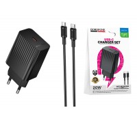 Сетевое зарядное устройство USB-C+ кабель Type-C - Type-C BOROFONE BAS73A Source PD20W (черный)