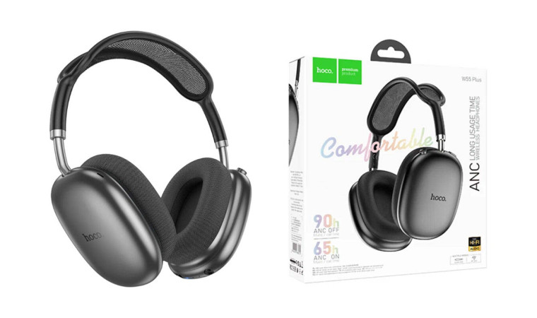 Наушники мониторные беспроводные HOCO W55 Plus Happiness ANC noise reduction (глубокий серый космос) Наушники мониторные беспроводные HOCO W55 Plus Happiness ANC noise reduction (глубокий серый космос)
