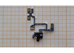 Шлейф для iPhone 4 с разъемом гарнитуры + кнопки громкости + переключатель (белый)