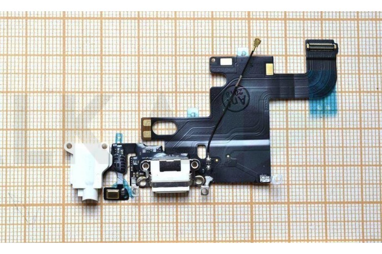 Шлейф для iPhone 6 (4.7) с разъемом зарядки + разъем гарнитуры + микрофон (белый/ золото)