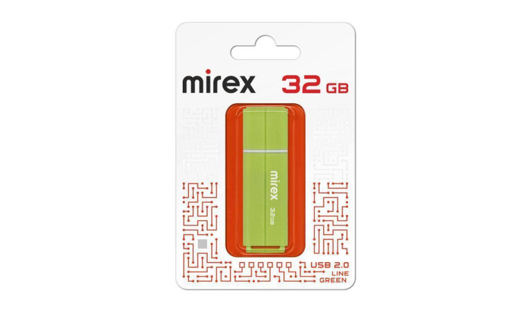 Флешка USB 2.0 Mirex LINE GREEN 32GB (ecopack) Флешка USB 2.0 Mirex LINE GREEN 32GB (ecopack)