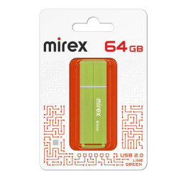 Флешка USB 2.0 Mirex LINE GREEN 64GB (ecopack)