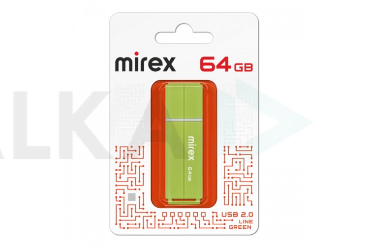 Флешка USB 2.0 Mirex LINE GREEN 64GB (ecopack)
