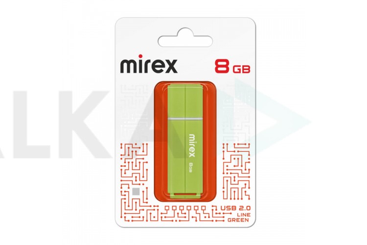 Флешка USB 2.0 Mirex LINE GREEN 8GB (ecopack)