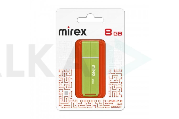 Флешка USB 2.0 Mirex LINE GREEN 8GB (ecopack)