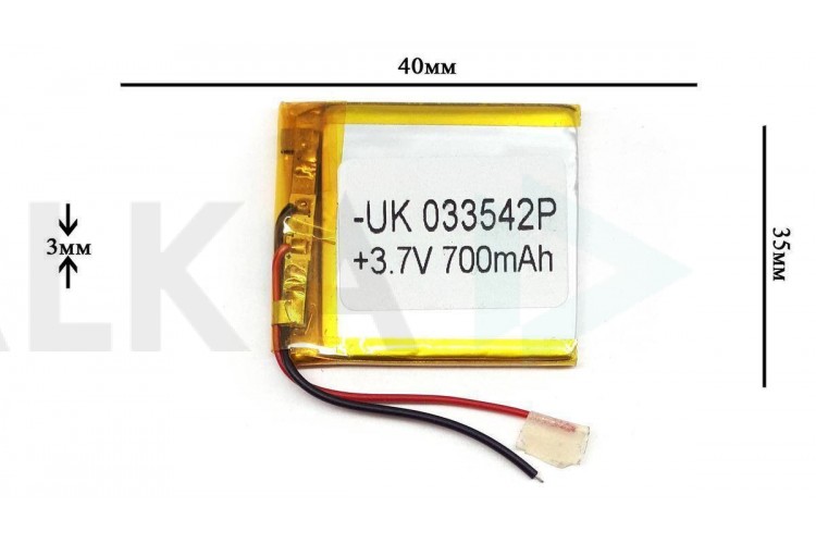 Универсальный аккумулятор 40x35x3 3.7V 700mAh (303540P)