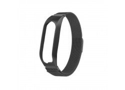 Браслет металлический для XIAOMI MI Band 4 (Миланское плетение)  цвет черный