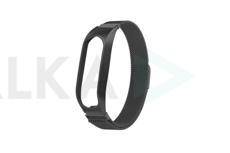 Браслет металлический для XIAOMI MI Band 4 (Миланское плетение)  цвет черный