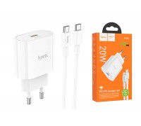 Сетевое зарядное устройство USB-C + кабель Type-C HOCO C94A Metro PD 20W+QC 3.0 (белый)