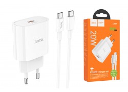 Сетевое зарядное устройство USB-C + кабель Type-C HOCO C94A Metro PD 20W+QC 3.0 (белый)