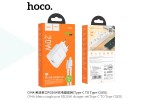 Сетевое зарядное устройство USB-C + кабель Type-C HOCO C94A Metro PD 20W+QC 3.0 (белый)
