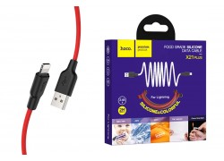 Кабель USB - Lightning HOCO X21 PLUS, 2,4A (черно-красный) 2м (силиконовый)