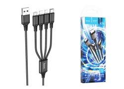 Кабель USB 4 в 1 HOCO X76 lightning/Lightning/Micro/Type-C (черный) 1м