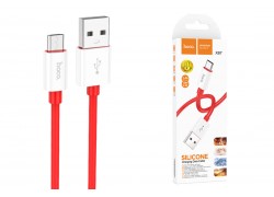 Кабель USB - MicroUSB HOCO X87 (красный) 1м силиконовый