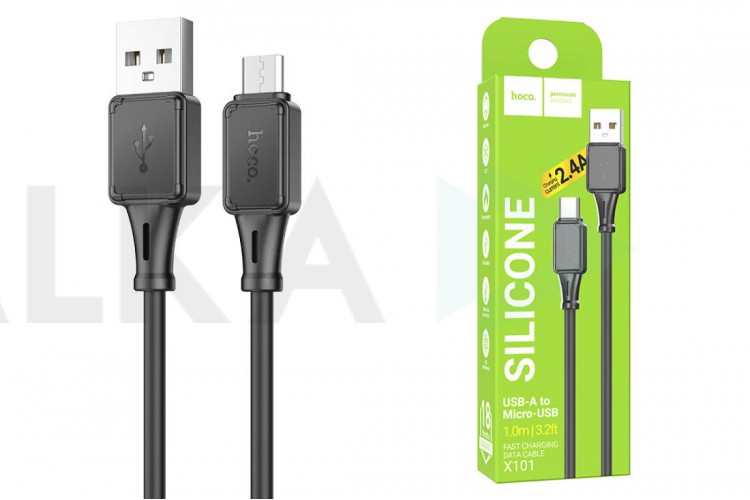 Кабель USB - MicroUSB HOCO X101 (черный) 1м силиконовый