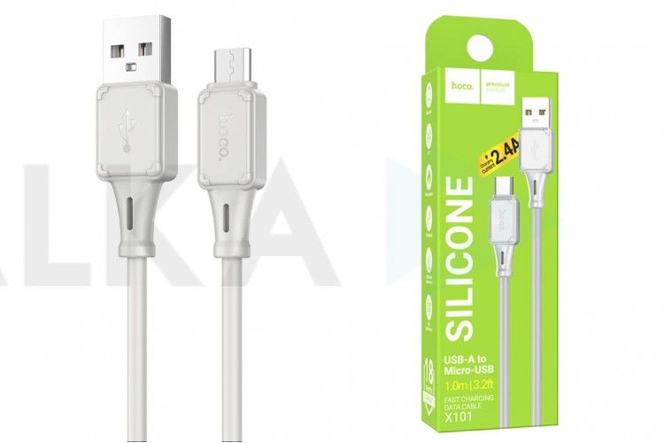 Кабель USB - MicroUSB HOCO X101 (серый) 1м силиконовый