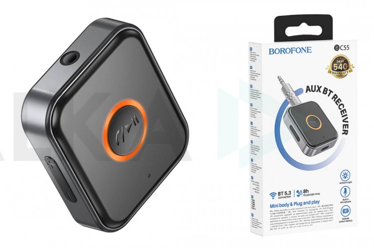 Bluetooth адаптер для автомагнитолы BOROFONE BC55 Suave AUX BT receiver черный