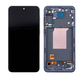 Дисплей для Samsung A556E Galaxy A55 5G в сборе с тачскрином + рамка (черный) OLED (Big glass)