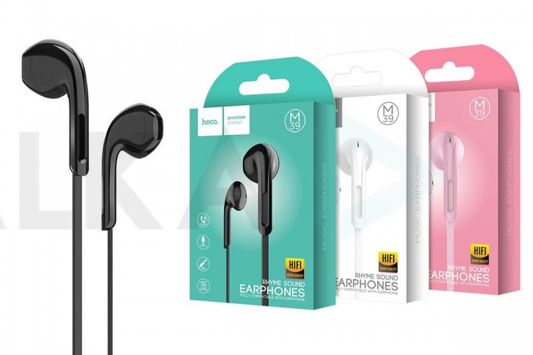 Наушники вакуумные проводные HOCO M39 Rhyme sound earphones with microphone (черный)