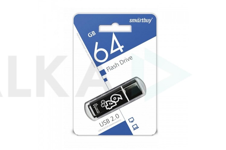 Флешка USB 2.0 Smartbuy 64GB Glossy series Black (SB64GBGS-K)