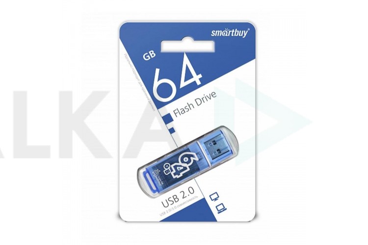 Флешка USB 2.0 Smartbuy 64GB Glossy series Blue (SB64GBGS-B)