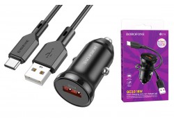 Автомобильное зарядное устройство АЗУ USB + кабель Type-C Borofone BZ18 QC3.0 (черный)