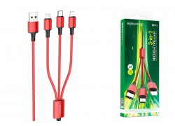 Кабель USB 3 в 1 BOROFONE BX72 Type-C/Lightning/Micro 2.4A (красный) 1м
